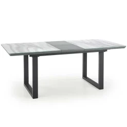 Tavolo in vetro 160/200cm allungabile marmo bianco grigio Jeff