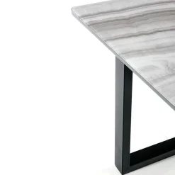 Tavolo in vetro 160/200cm allungabile marmo bianco grigio Jeff