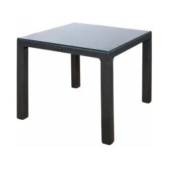 Tavolo moderno da giardino esterno bar dehors con vetro 90x90cm antracite Cesare