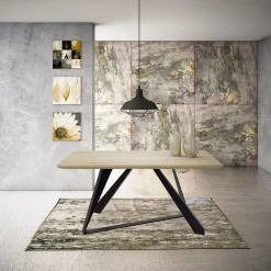 Tavolo rettangolare soggiorno industrial 180x90cm rovere nero Pelago