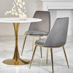 Tavolo rotondo da sala 90x75cm marmo bianco effetto oro Rosselli