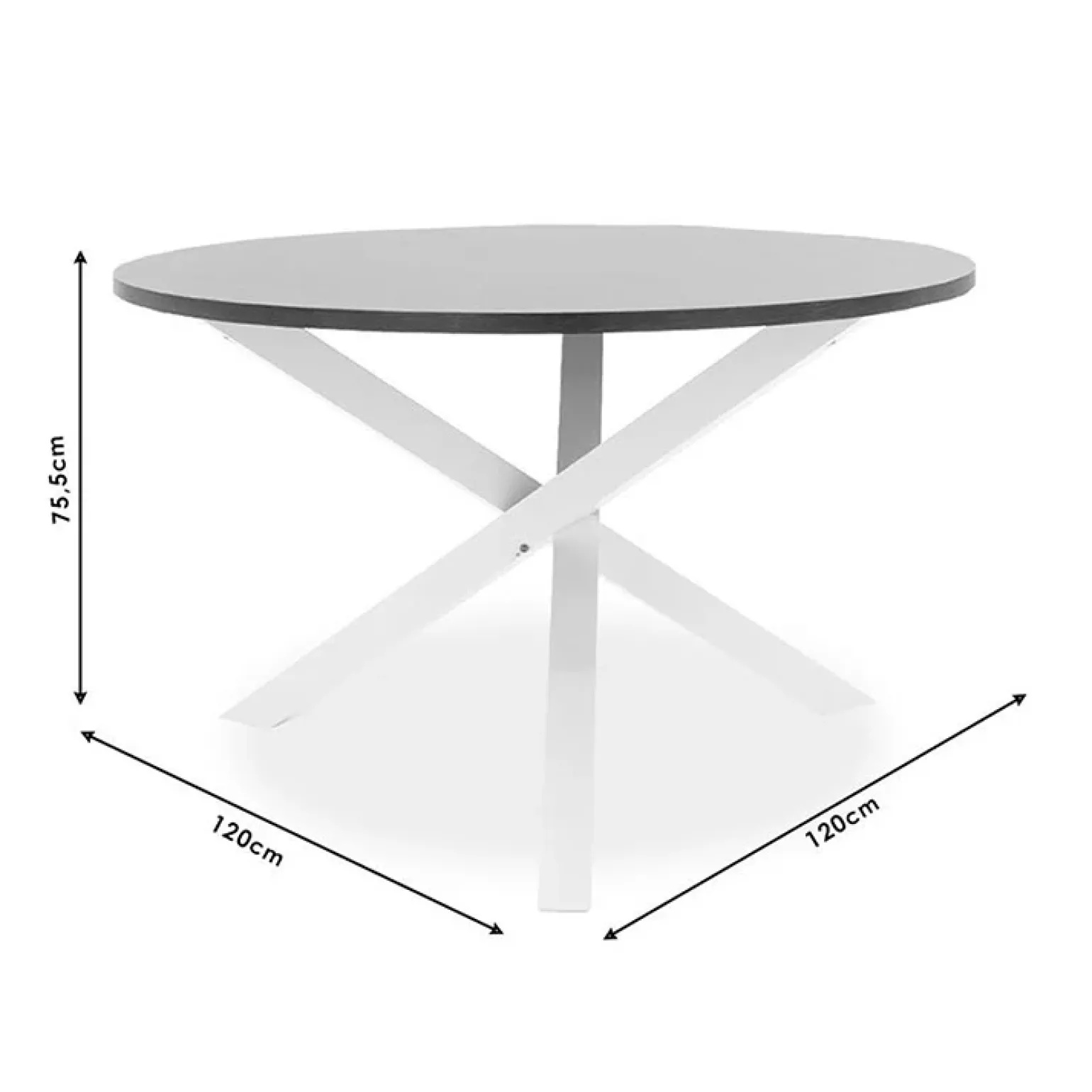Tavolo rotondo moderno 120x76cm bianco noce Merlino