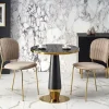 Tavolo rotondo moderno 59x74cm marmo nero oro Lugana