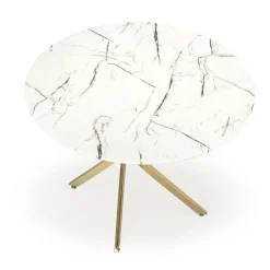 Tavolo rotondo moderno 100x73cm marmo bianco oro Onorato