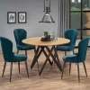 Tavolo 120x120cm da pranzo rotondo rovere miele acciaio nero Edessa