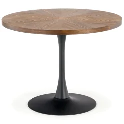 Tavolo 100x100cm da pranzo rotondo moderno noce acciaio nero Lukla
