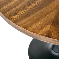Tavolo 100x100cm da pranzo rotondo moderno noce acciaio nero Lukla
