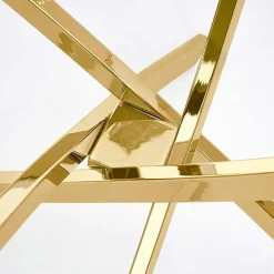 Tavolo 100x100cm rotondo in vetro acciaio oro cromato Minerva Gihome®