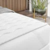 Topper matrimoniale oversize 180x200cm trapuntato imbottito con elastici bianco Corsica