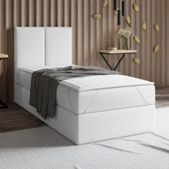 Topper singolo 80x200cm trapuntato imbottito con elastici bianco Corsica