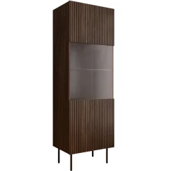 Vetrina alta 60x183h cm 1 anta 2 vani a giorno noce cannettato Gabiot