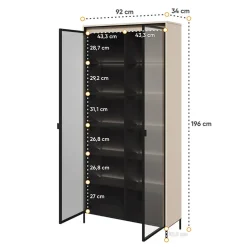 Vetrina alta 92x196h cm 2 ante led beige nero Camelia