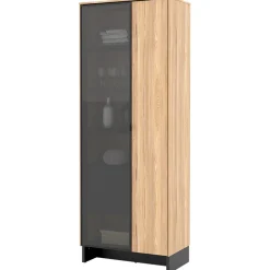 Vetrina alta 73x196h cm 2 ante rovere nero Alabaster