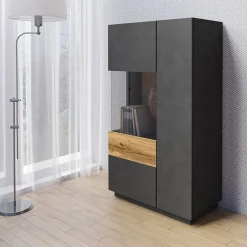 Vetrina bassa 80x139h cm 2 ante sinistra antracite rovere Bahama