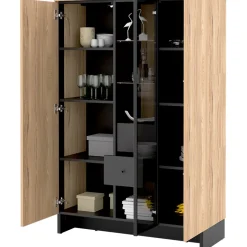 Vetrina bassa 102x152h cm 2 ante 2 cassetti interni  rovere nero Alabaster