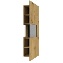 Vetrina sospesa 36x140h cm da parete rovere nero Fusion