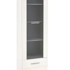 Vetrina 60x200h cm 1 anta 2 cassetti bianco opaco e lucido Viki