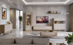 Vetrina 73x200h cm 1 anta 5 ripiani rovere tortora lucido Jumbo