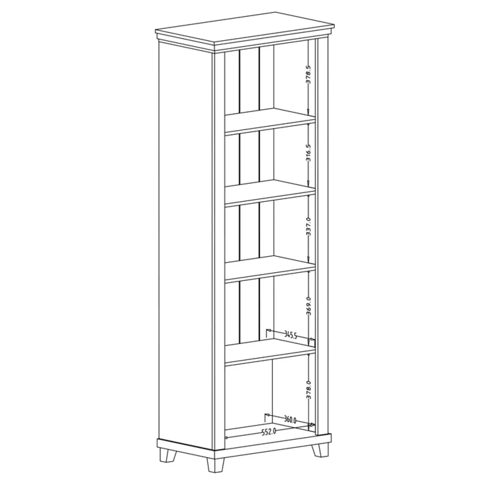 Vetrina 71x200h cm 1 anta destra bianco frassinato rovere Texel