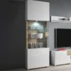 Vetrina 60x204h cm 1 anta moderna bianco lucido rovere Tahiti