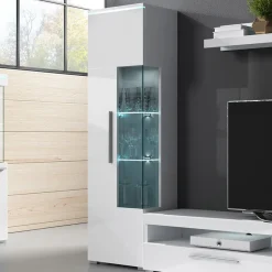 Vetrina 45x160h cm 1 anta sinistra moderna bianco lucido Frisk