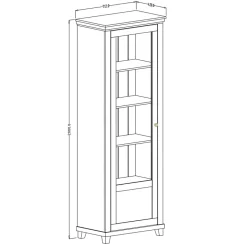 Vetrina 71x200h cm 1 anta sinistra bianco frassinato rovere Texel