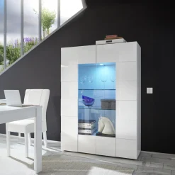 Vetrina 121x166h cm 2 ante design moderno bianco lucido Reflex