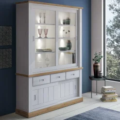 Vetrina 150x204h cm 4 ante scorrevoli 3 cassetti soggiorno bianco frassinatorovere Islen