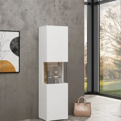 Vetrina 36x140h cm da parete bianco rovere Fusion