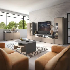 Vetrina 55x180h cm moderna beige grigio Matt