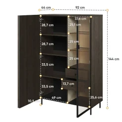 Vetrinetta bassa 92x144h cm 2 ante led wengè Blackwood