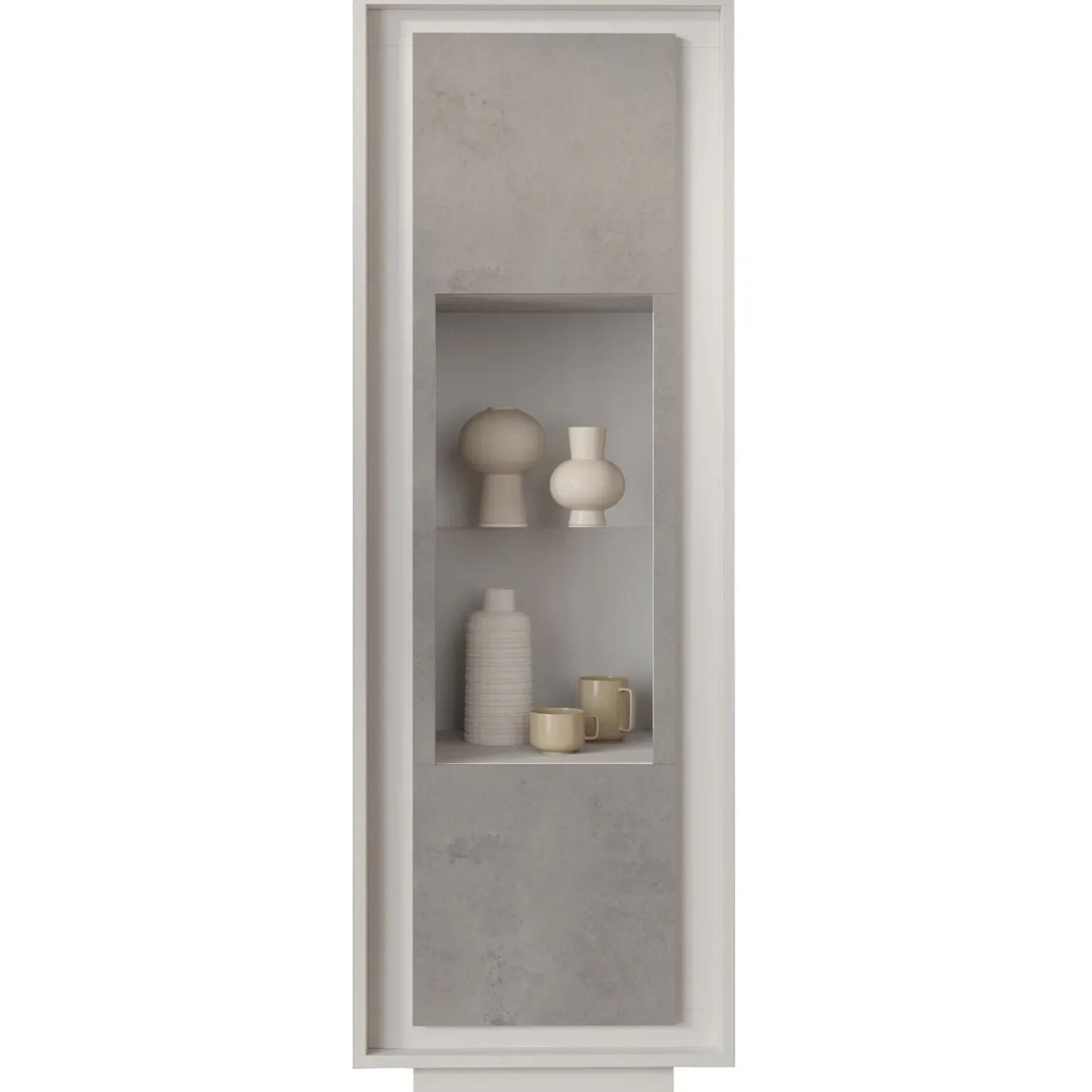 Vetrinetta 67x197cm 1 anta moderna bianco opaco grigio cemento Deluxe