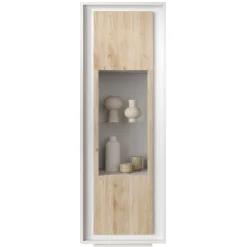Vetrinetta 67x197cm 1 anta moderna bianco opaco rovere chiaro Deluxe