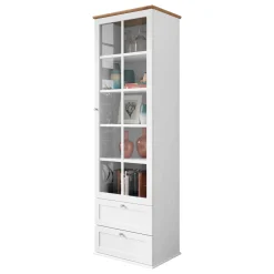 Vetrinetta 62x201h cm 1 anta 2 cassetti bianco rovere Relaxio