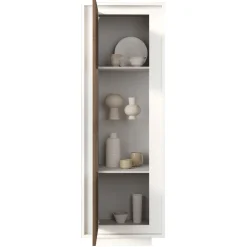 Vetrinetta 67x197h cm 1 anta moderna bianco opaco rovere scuro Deluxe