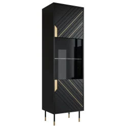 Vetrinetta 54x180h cm 1 anta soggiorno moderna nero oro Golden