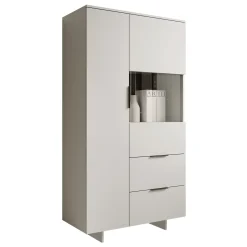 Vetrinetta 90x170h cm 2 ante 2 cassetti soggiorno grigio Stone