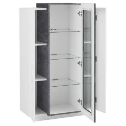 Vetrinetta 80x121h cm 2 ante bianco lucido nero opaco Milos Gihome®