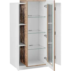 Vetrinetta 80x121h cm 2 ante bianco lucido rovere Milos Gihome®