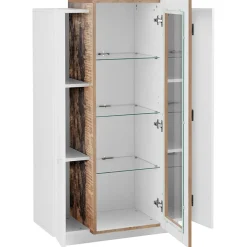 Vetrinetta 80x121h cm 2 ante bianco lucido rovere Milos Gihome®