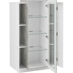 Vetrinetta 80x121h cm 2 ante bianco lucido cemento Milos Gihome®