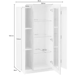 Vetrinetta 80x121h cm 2 ante bianco lucido Milos Gihome®