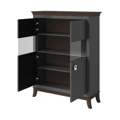 Vetrinetta 116x150h cm 2 ante moderna  antracite lucido rovere scuro Umag