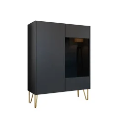 Vetrinetta 97x122h cm 2 ante moderna grafite marmo nero Visby