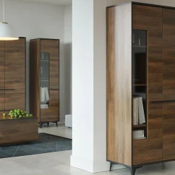Vetrinetta 91x185h cm 2 ante moderna noce Line