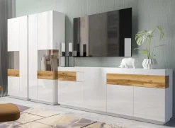 Vetrinetta 80x207h cm 2 ante sinistra bianco lucido rovere Bahama