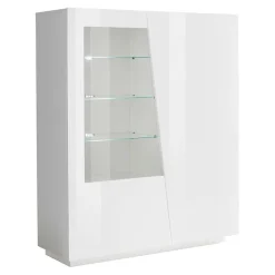Vetrinetta 120x146h cm 2 ante soggiorno bianco lucido Candia Gihome®