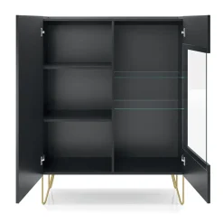 Vetrinetta 97x123h cm 2 ante soggiorno nero effetto marmo Sirena