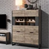 Vetrinetta 109x150h cm industrial 4 ante quercia scura ossido Sandy