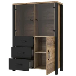 Vetrinetta 101x146h cm moderna quercia nero opaco Nebraska